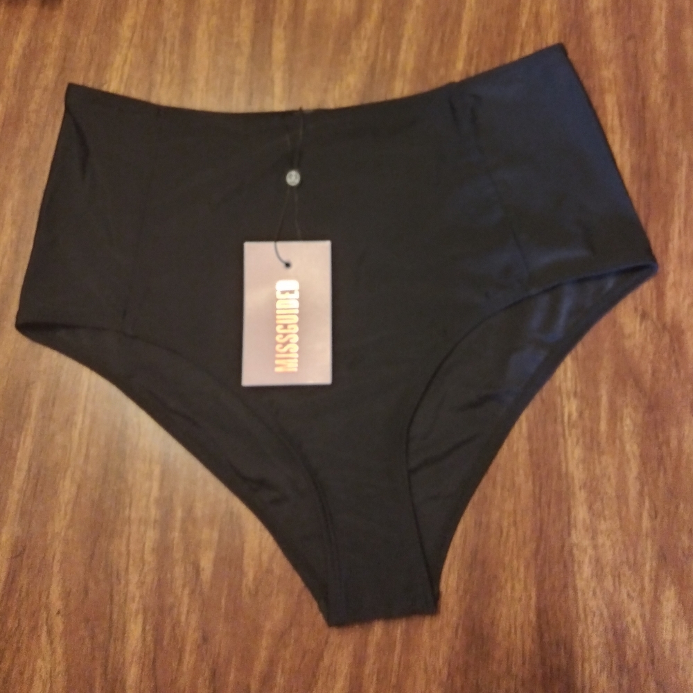BLACK HIGH WAIST BIKINI BOTTOMS 8